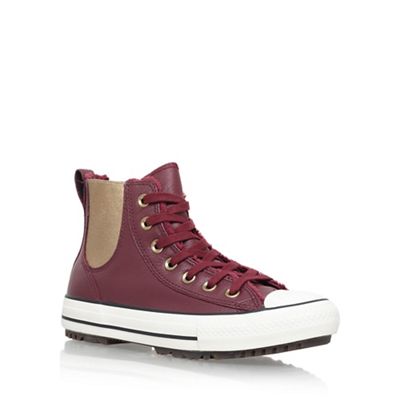 Converse Red 'Leather/faux fur Chelsea Boot' flat lace up sneakers